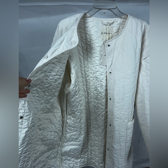 Everlane NWT The Midi Quilted‎ Liner White Full Snap Collarless Jacket- Size XXL - Picture 12 of 16